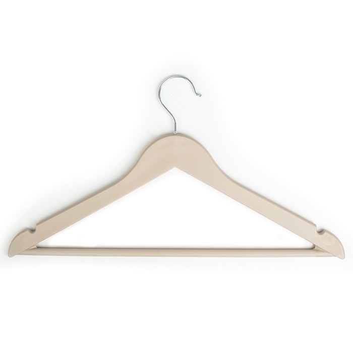 Вешалка-плечики с антискользящей перекладиной 43х23 см, цвет бежевый, цена за шт
