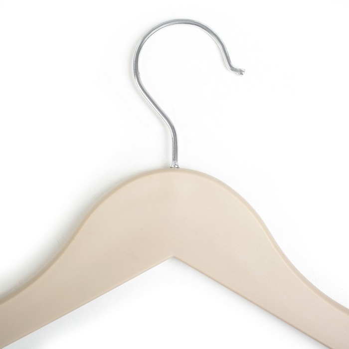 Вешалка-плечики с антискользящей перекладиной 43х23 см, цвет бежевый, цена за шт