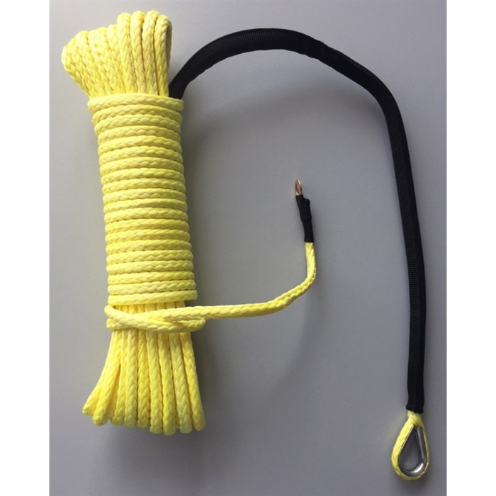 Синтетический трос лебедки для квадроцикла, J-MAX, 5мм x 15м, с коушем, желтый