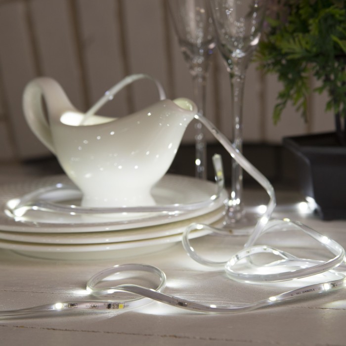 НИТЬ "Яркая лента" 5 м, SMD2835-130/10-12V, мерцание, Б/П в компл., БЕЛЫЙ