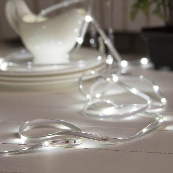 НИТЬ "Яркая лента" 5 м, SMD2835-130/10-12V, мерцание, Б/П в компл., БЕЛЫЙ