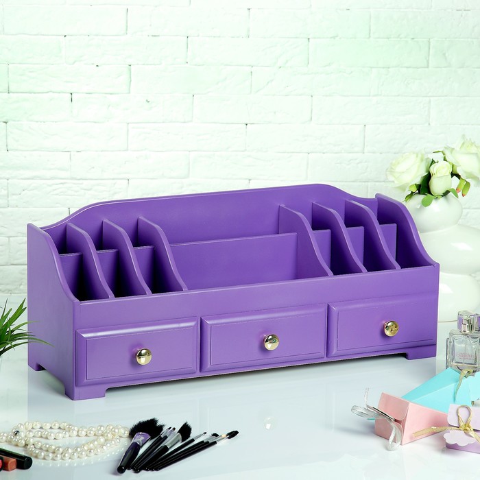 Комодик для косметики с3 ящиками, СИРЕНЕВЫЙ, 60х25х20см