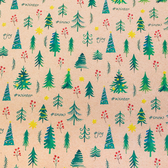 Бумага упаковочная крафтовая Winter, 50 × 70 см