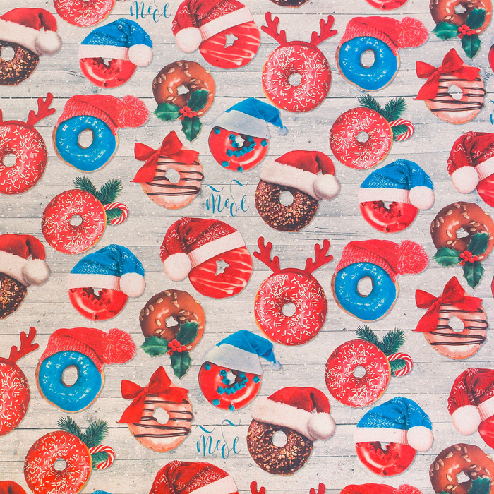 Бумага упаковочная крафтовая «Зимние пончики», 50 × 70 см