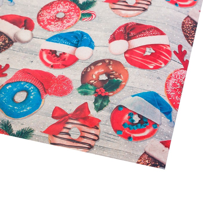 Бумага упаковочная крафтовая «Зимние пончики», 50 × 70 см