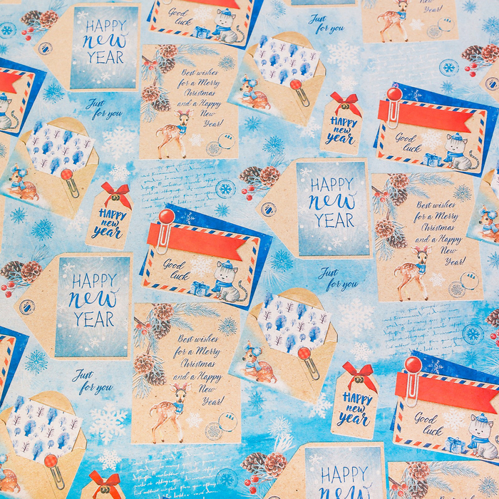 Бумага упаковочная крафтовая Best wishes, 50 × 70 см