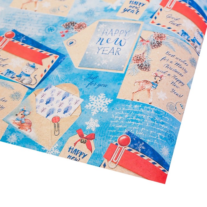 Бумага упаковочная крафтовая Best wishes, 50 × 70 см