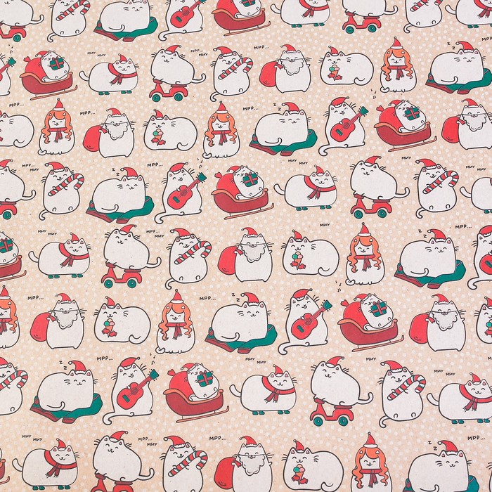 Бумага упаковочная крафтовая «Весёлые котики», 50 × 70 см