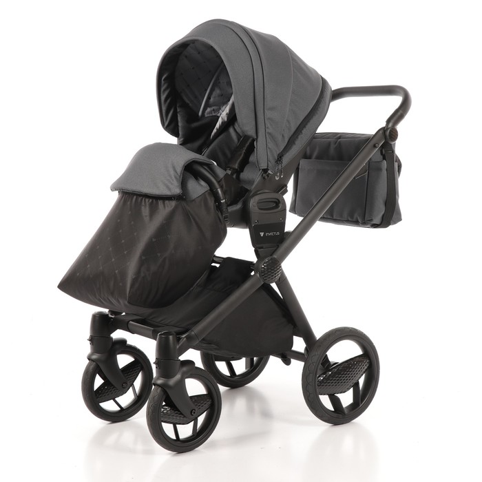 Коляска детская 3 в 1 INVICTUS V-PRINT-02 (чёрный/тёмно-серый)