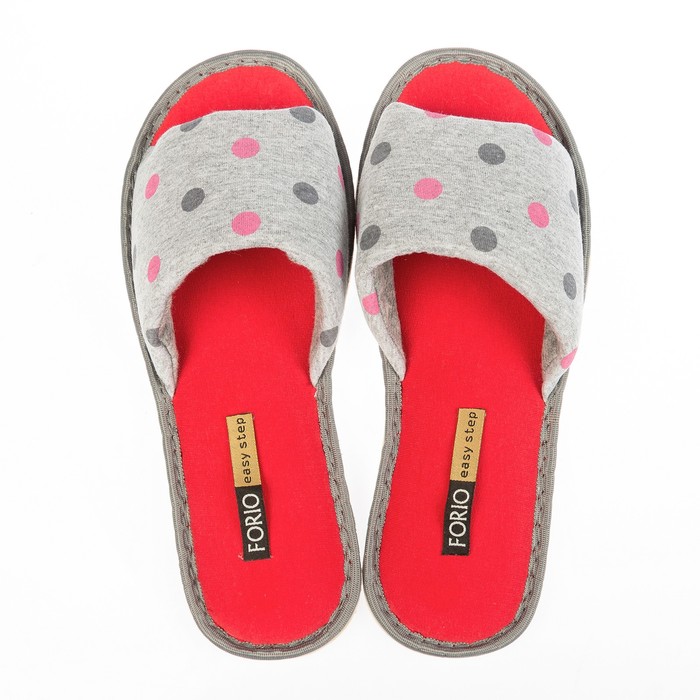Тапки женские Forio арт. 125-8141 Ф, цвет серо красный, размер 38/39