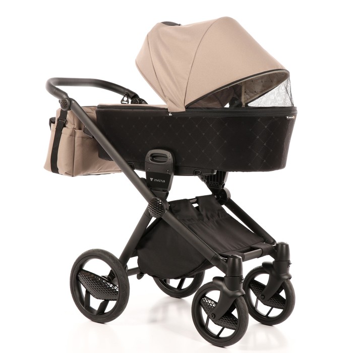 Коляска детская 3 в 1 INVICTUS V-PRINT-03 (чёрный/бежевый)