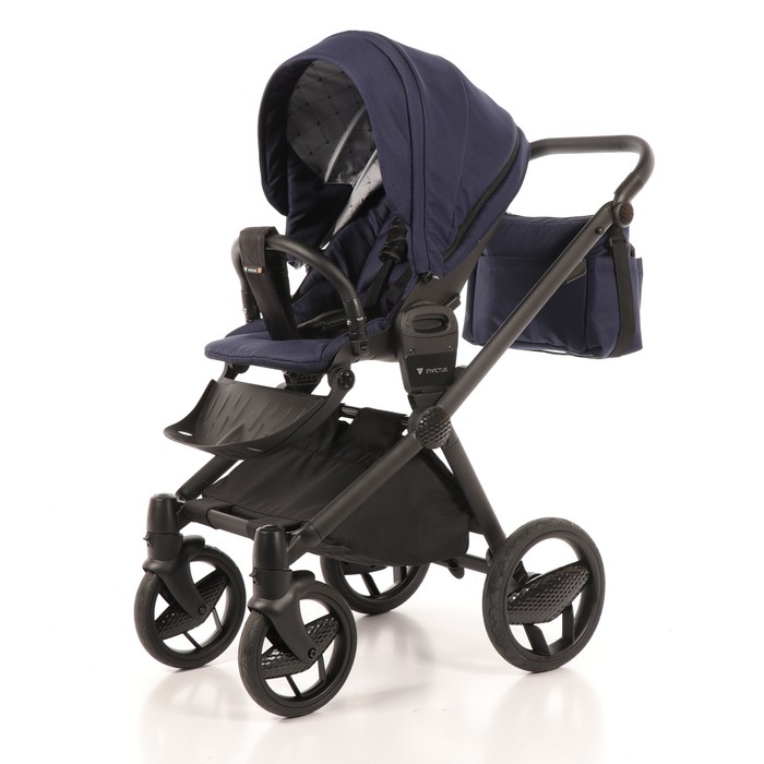 Коляска детская 3 в 1 INVICTUS V-PRINT-04 (чёрный/тёмно-синий)