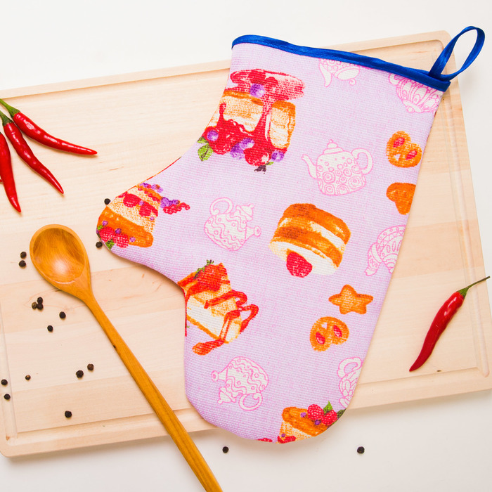 Варежка-прихватка "Чайный восторг" 28х21 см рогожка.наб 160 г/м2,хлопок 100%