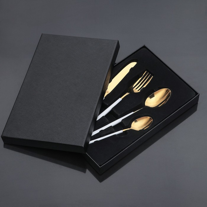 Набор столовых приборов «Версаль», 4 предмета, белые рукоятки