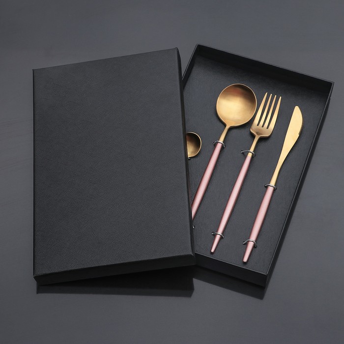 Набор столовых приборов "Оску. Пинк. Золотой", 4 предмета