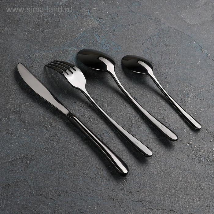 фото Набор столовых приборов из нержавеющей стали magistro «эсквайр», 4 предмета, цвет чёрный