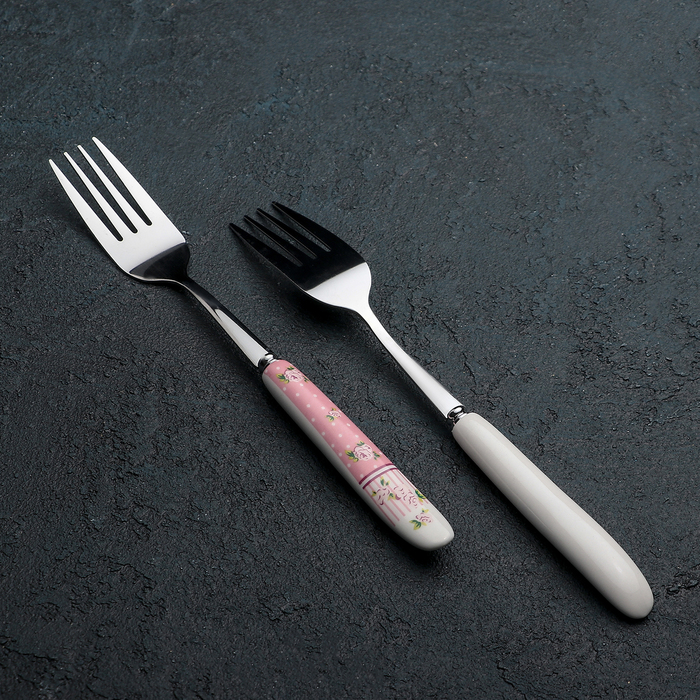 Набор вилок столовых 6 шт "Уют" розовая 20 см