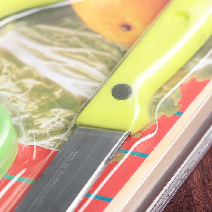 Набор 6 предметов:ножи 7,5/15 см,овощечистка, ножницы, открывашка, доска 29*19 см, цвет МИКС 36246