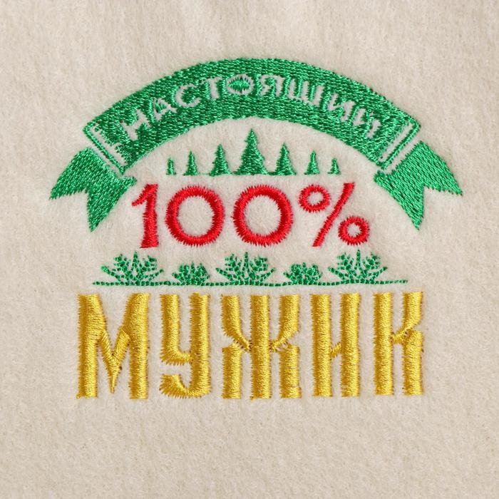фото Шапка банная с вышивкой "100% мужик" банная забава
