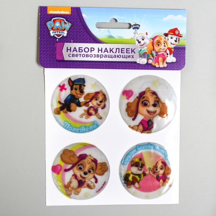 Набор наклеек светоотражающих 4 шт. PAW PATROL "Команда Скай"