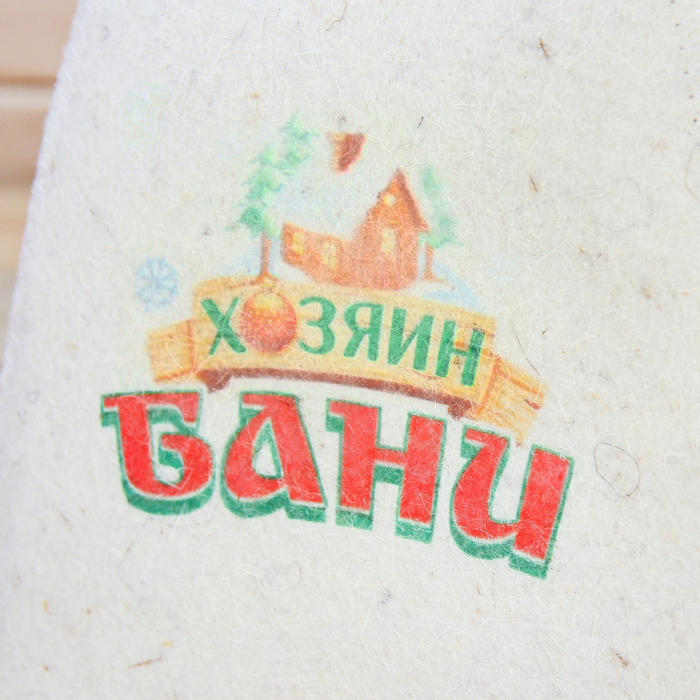 Шапка банная новогодняя с принтом "Хозяин бани"