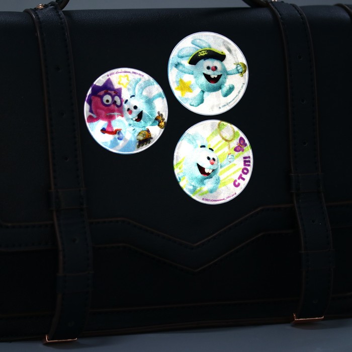 Набор наклеек светоотражающих 4 шт. СМЕШАРИКИ, "Крош СТОП"