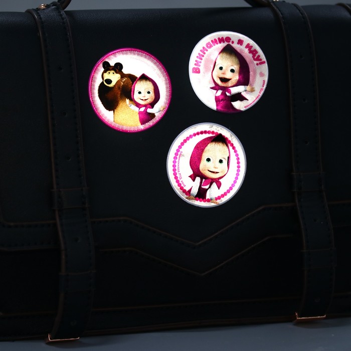 Набор наклеек светоотражающих 4 шт. Маша и Медведь, "Очень добрый день"