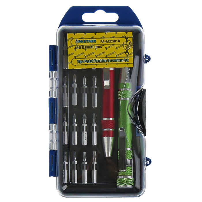 Набор отверток с битами Partner, 18пр., РН00-2; PZ00-1; SL1.5-3; T6-10, в кейсе