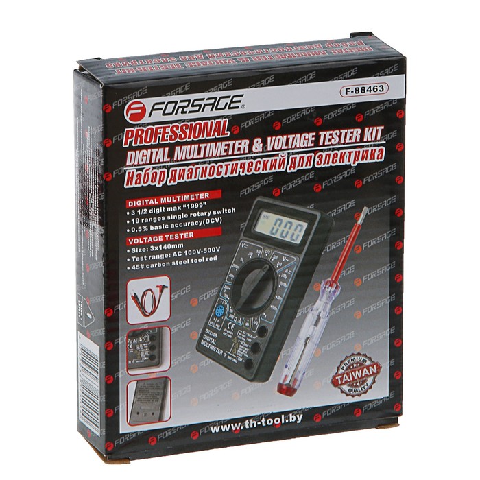 Набор диагностический для электрика Forsage, цифровой мультиметр, индикаторная отвертка