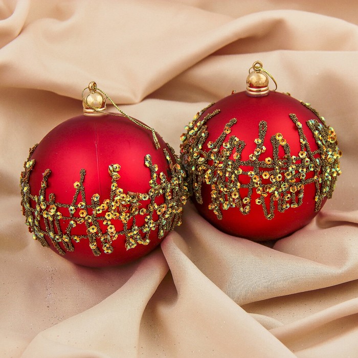 Набор шаров пластик d-10 см 2 шт "Меланта" красный