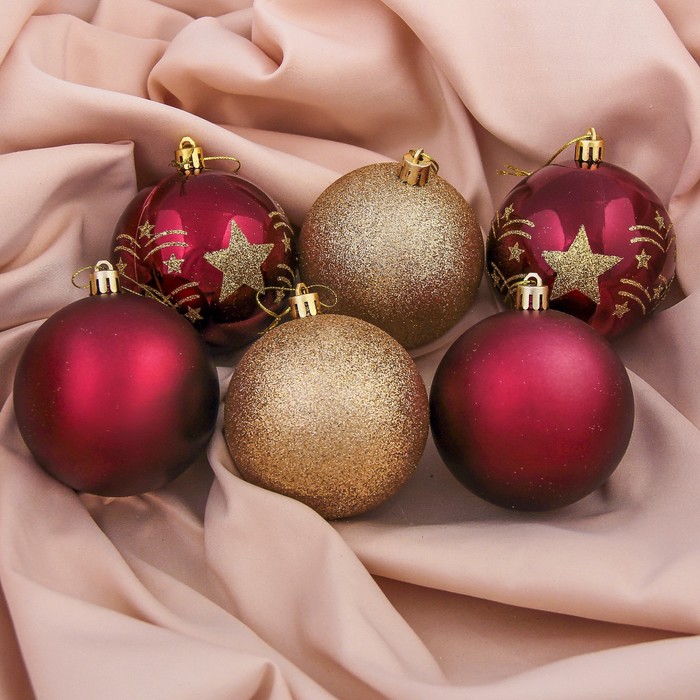 Набор шаров пластик d-8 см 6 шт "Звездная мелодия" микс