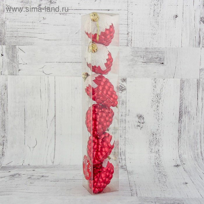 фото Украшение ёлочное "ягодка" (набор 6 шт) 6,5х4 см, красный зимнее волшебство