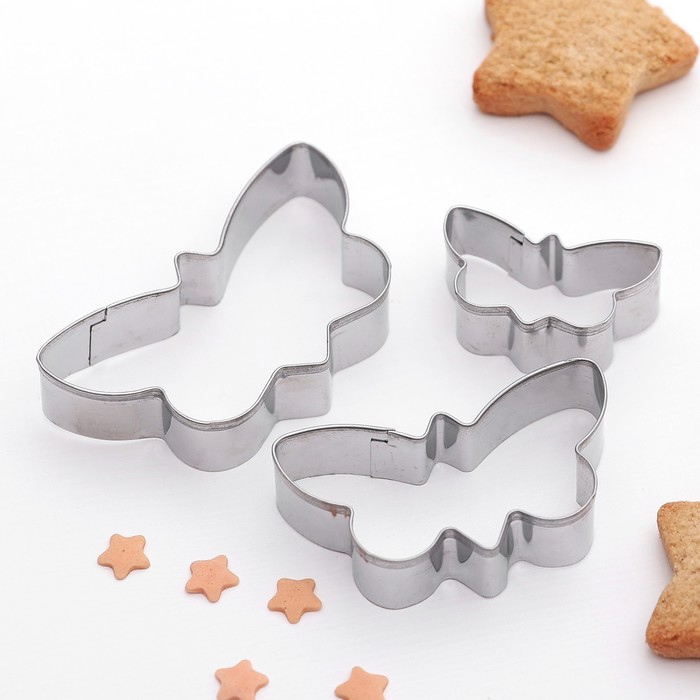 Набор форм для вырезания печенья "Мотылек", 3 шт