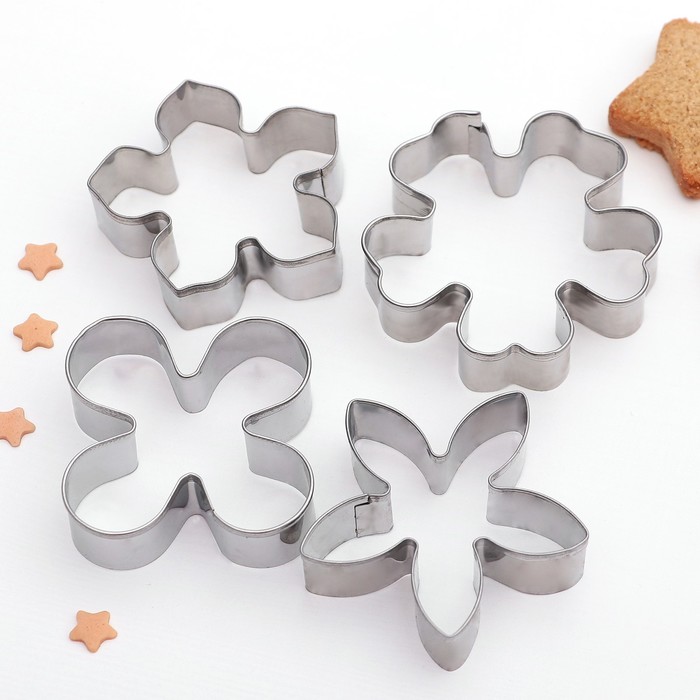 Набор форм для вырезания печенья "Цветы", 4 шт