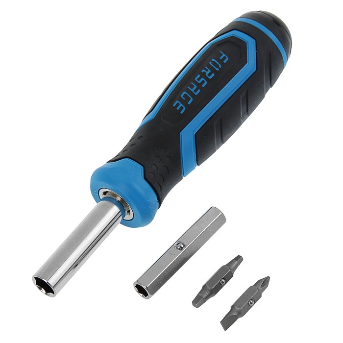 Отвертка с битами Forsage, универсальная, переставная, 210мм, PH1-2, SL4.5-5.5, S1-2