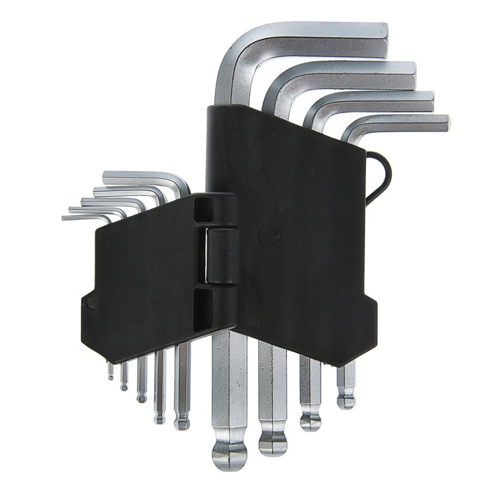 Набор ключей ForceKraft, Г-образных, 6-гранных с шаром, CR-V, 9пр. 1.5-10мм