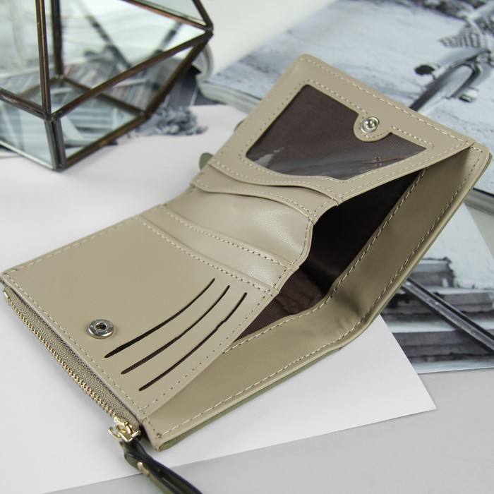 Кошелёк женский, 4 отдела, для карт, для монет, цвет зелёный