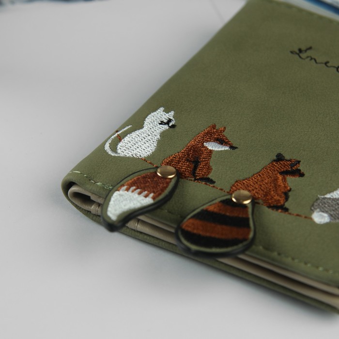 Кошелёк женский, 4 отдела, для карт, для монет, цвет зелёный