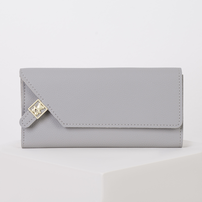 Кошелёк женский, 3 отдела, для карт, для монет, цвет серый