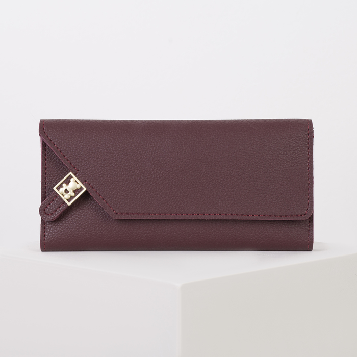 Кошелёк женский, 3 отдела, для карт, для монет, цвет бордовый