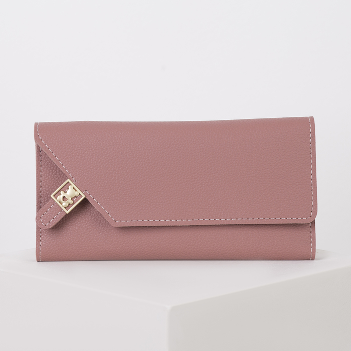 Кошелёк женский, 3 отдела, для карт, для монет, цвет пудровый