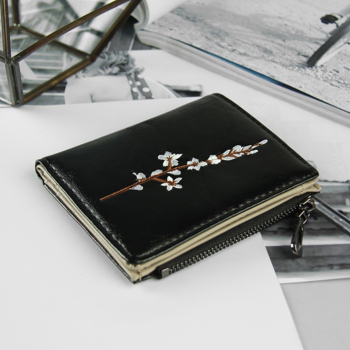 Кошелёк женский, 5 отделов, для карт, для монет, цвет чёрный