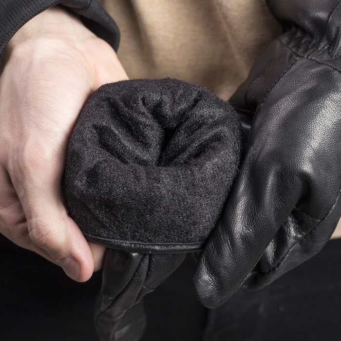 Перчатки мужские, размер 11, резинка, подклад флис, цвет чёрный