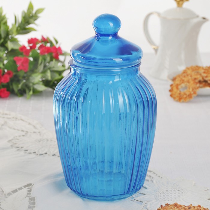 Банка "Луана" с крышкой синяя 2,1 л