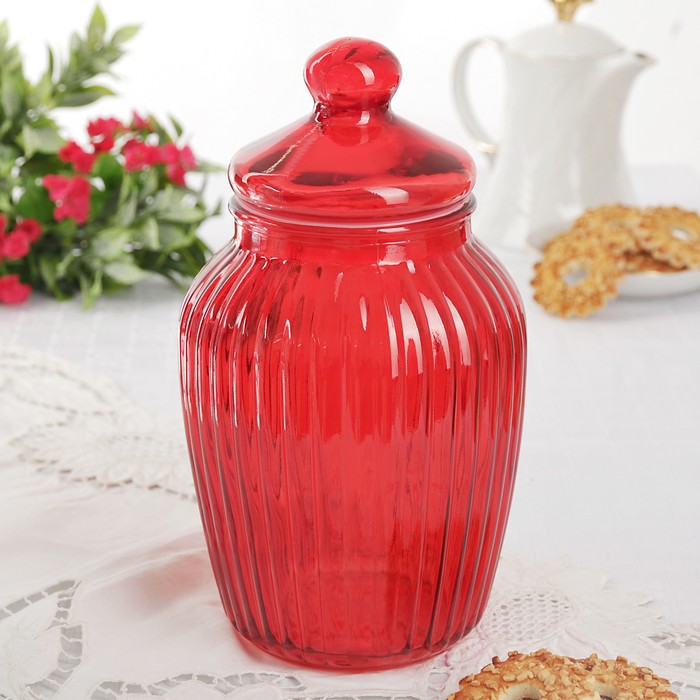 Банка "Луана" с крышкой рубиновая 2,1 л