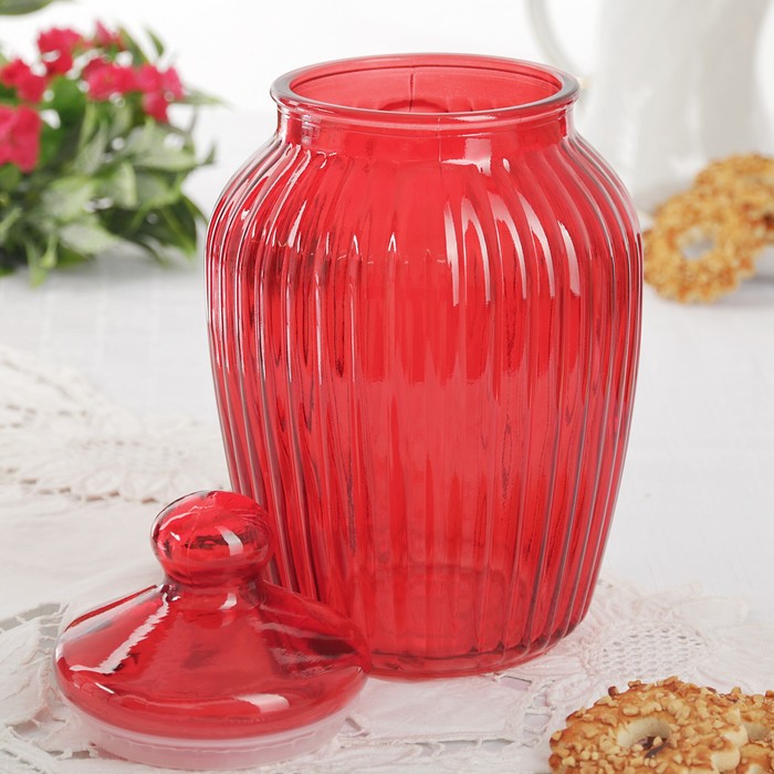 Банка "Луана" с крышкой рубиновая 2,1 л