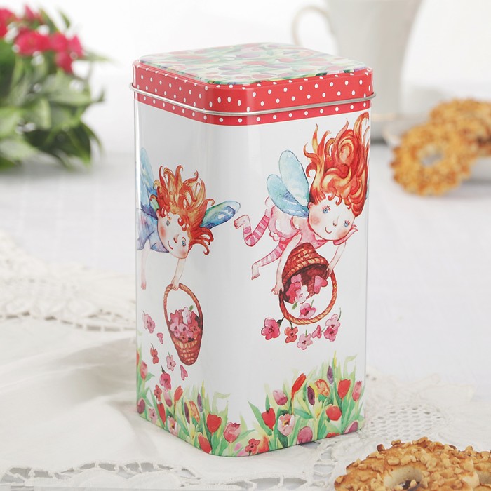 Банка для сыпучих продуктов "Цветы" прямоуг 9х9 см h=17,1 см V=1,4 л