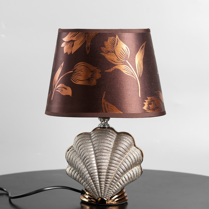 Лампа настольная керамика "Ракушка" бронза Е14 25W 30,5х20х20 см