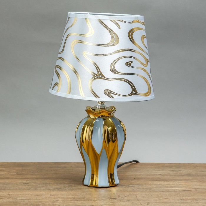 Лампа настольная керамика "Ущелье" голубая+золото Е14 25W 33,5х20х20 см