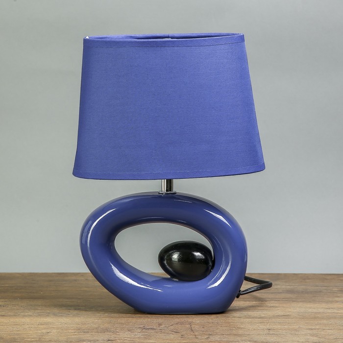 Лампа настольная керамика "Замкнутый овал" синяя с чёрным Е14 25W 28х20,5х12 см